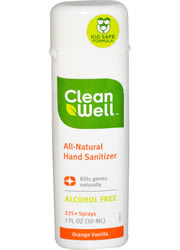 Clean Well, All-Natural Hand Sanitizer, Orange Vanilla, 1 fl oz (30 ml)